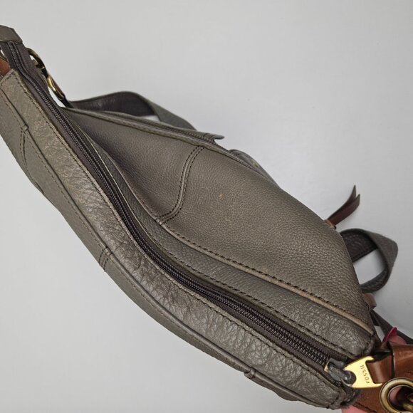 Fossil Morgan Crossbody Purse Shoulder Bag Grey Leather Tote - Picture 5 of 15